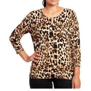 Joseph A. Cardigan Lightweight Sweater Leopard